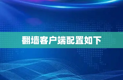 翻墙客户端配置如下 翻墙客户端配置如下