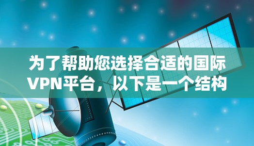 为了帮助您选择合适的国际VPN平台，以下是一个结构化的比较和推荐，涵盖主要特点、功能以及适用场景