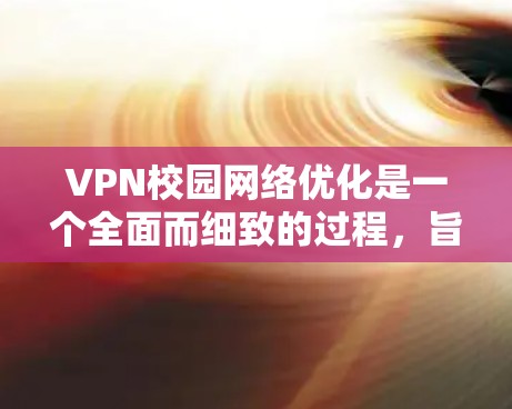 VPN校园网络优化是一个全面而细致的过程，旨在确保VPN服务的高效、安全和稳定运行。以下是对VPN校园网络优化的详细步骤和建议