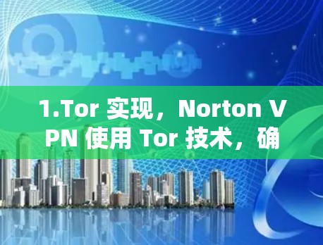 1.Tor 实现，Norton VPN 使用 Tor 技术，确保所有访问都安全且不可篡改