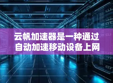 云帆加速器是一种通过自动加速移动设备上网服务以提高数据传输效率的工具，主要适用于移动互联网。它可以帮助用户更快地连接到服务器，减少数据传输时间，从而优化上网体验