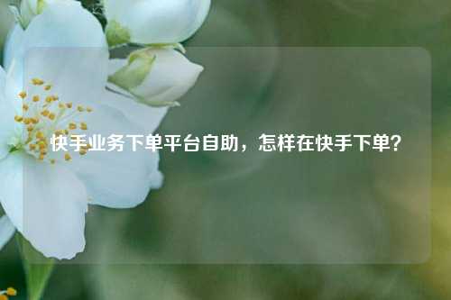 快手业务下单平台自助，怎样在快手下单？